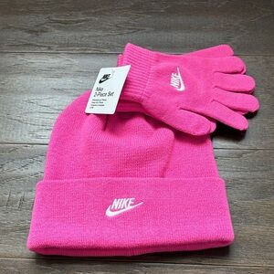 Nike 2 pc.Knit Cuffed beanie & glove set, embroidered logo, stretch, warm,winter